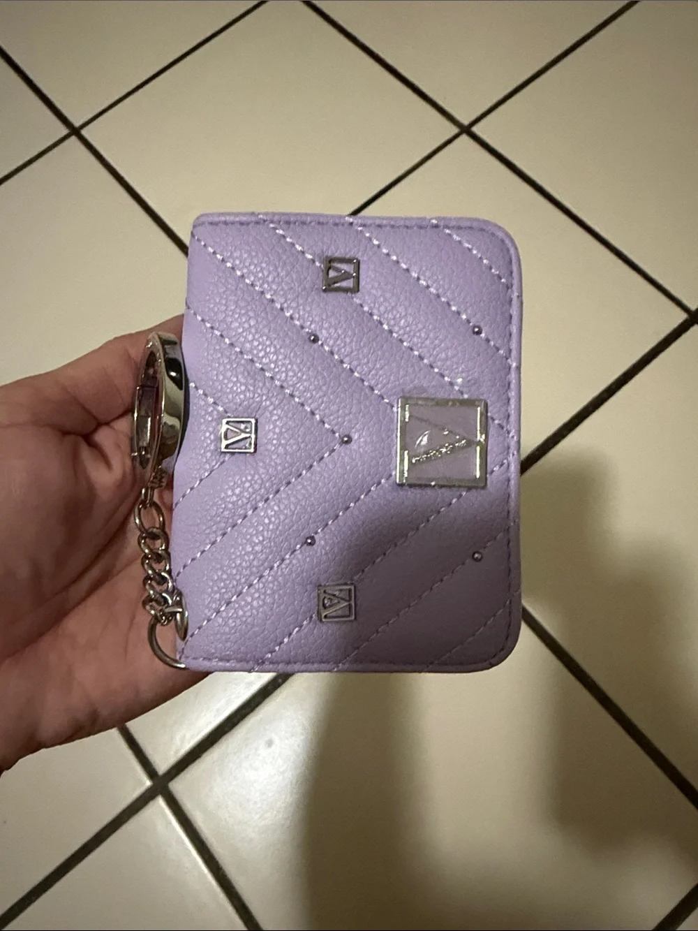 Victoria's Secret Lilac Quilted Key & Card Holder with Ring